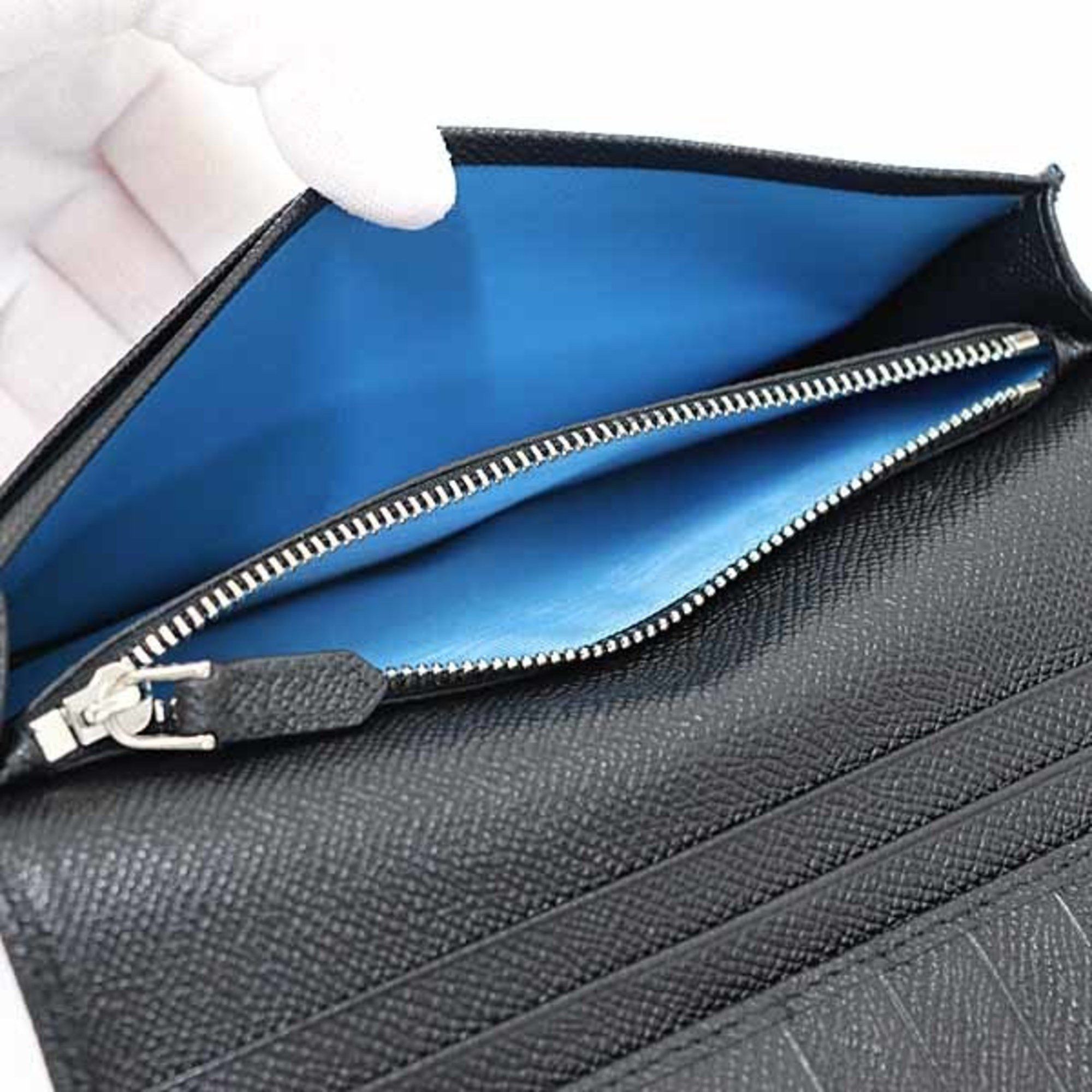 Bvlgari BVLGARI MAN BI-FOLD LONG WALLET CALFSKIN 30398 BLACK BLUE F-04692 Size ONE SIZE - 5 Thumbnail