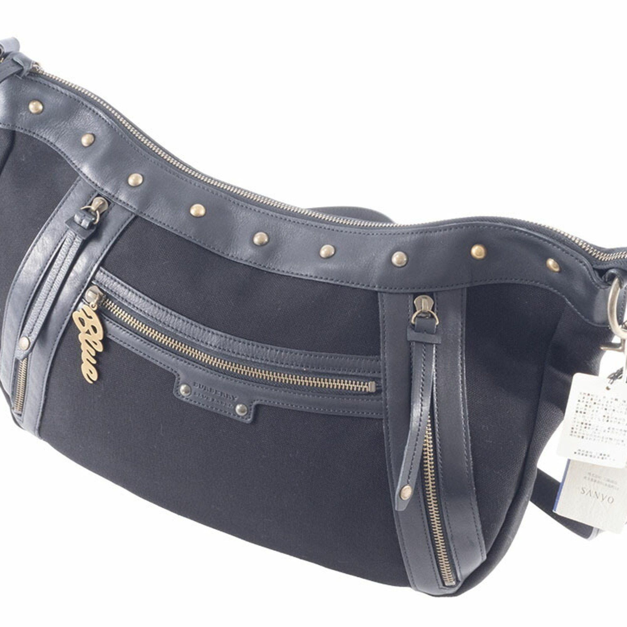 Burberry Burberry Canvas Shoulder Bag Leather Black Women's Blue Label Crossbody BURBERRY Size ONE SIZE - 2 Thumbnail