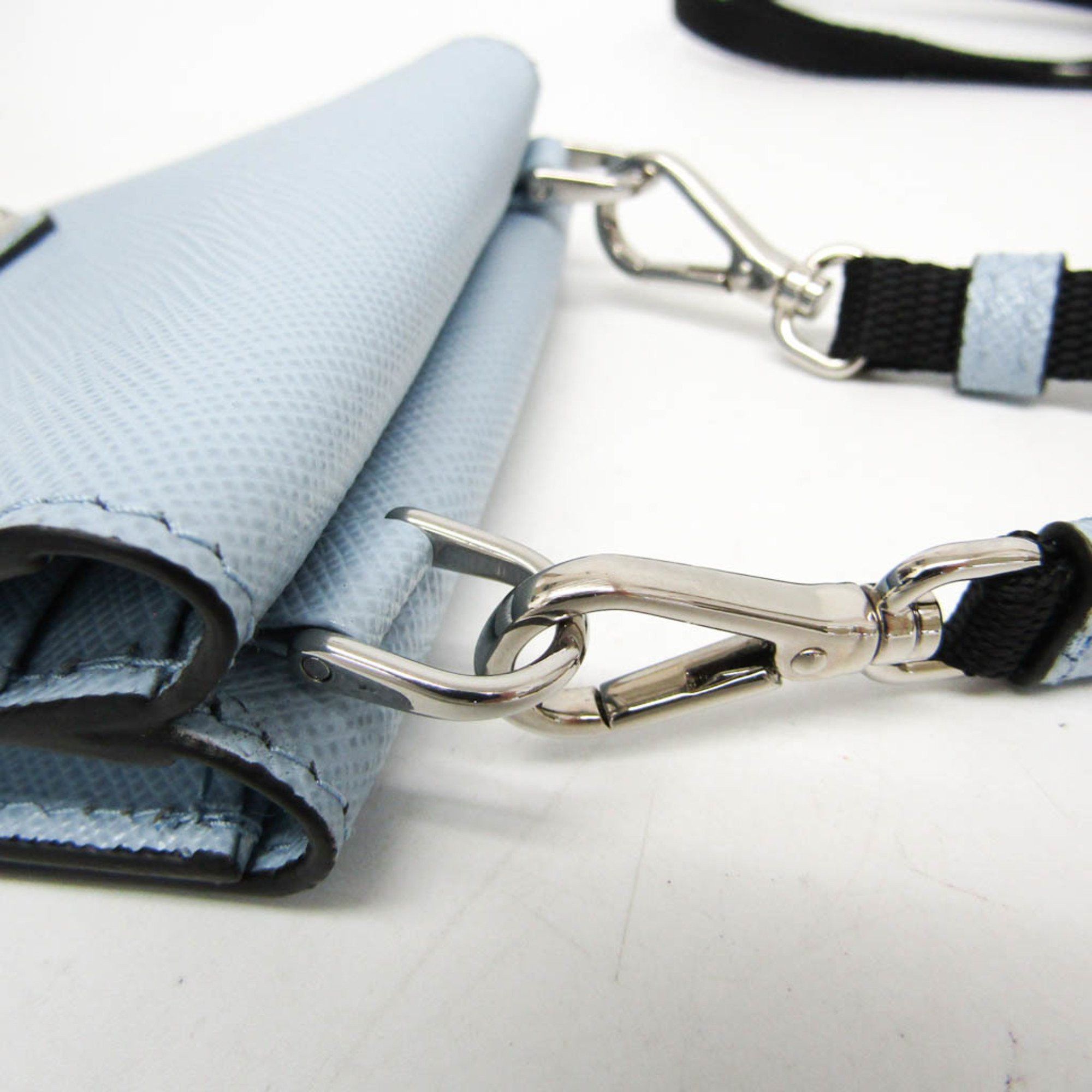 Prada Prada Saffiano Card Case With Neck Strap, Triangle Logo 2MR035 Women's Leather Coin Purse/coin Case Blue Size ONE SIZE - 9 Thumbnail