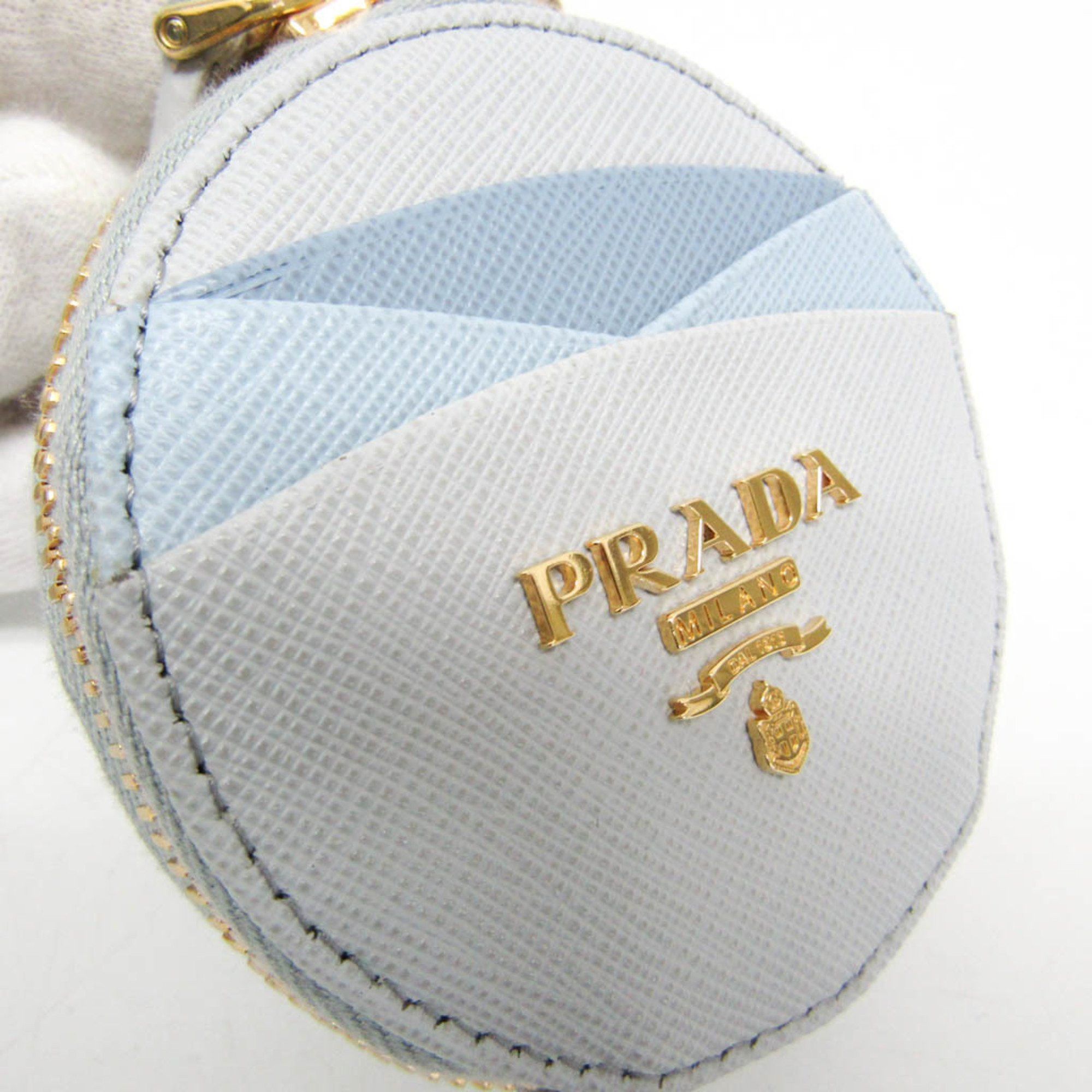 Prada Prada Saffiano Chain Strap Included 9T29HJ Women's Leather Coin Purse/coin Case Blue,Light Blue Gray Size ONE SIZE - 5 Thumbnail
