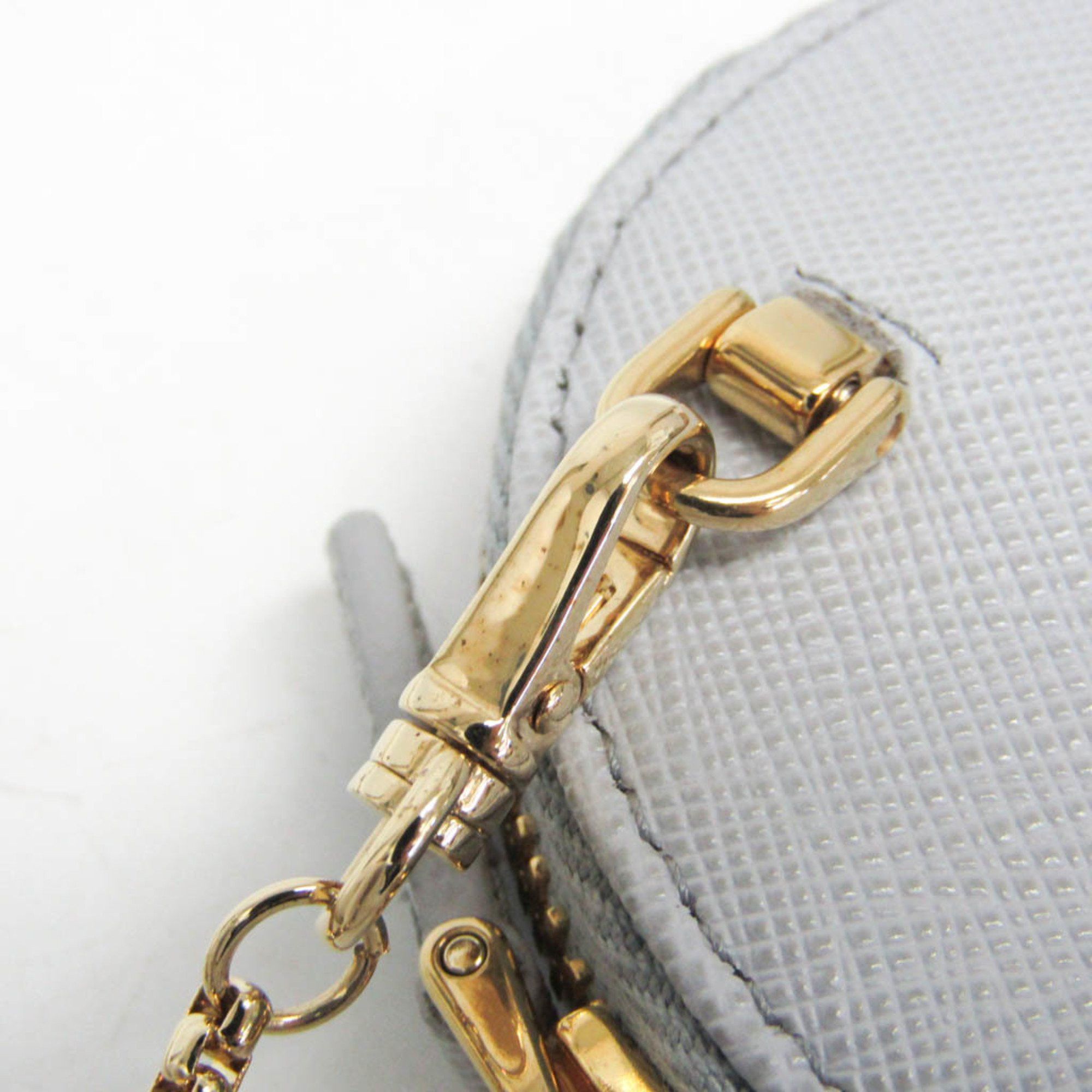 Prada Prada Saffiano Chain Strap Included 9T29HJ Women's Leather Coin Purse/coin Case Blue,Light Blue Gray Size ONE SIZE - 8 Thumbnail