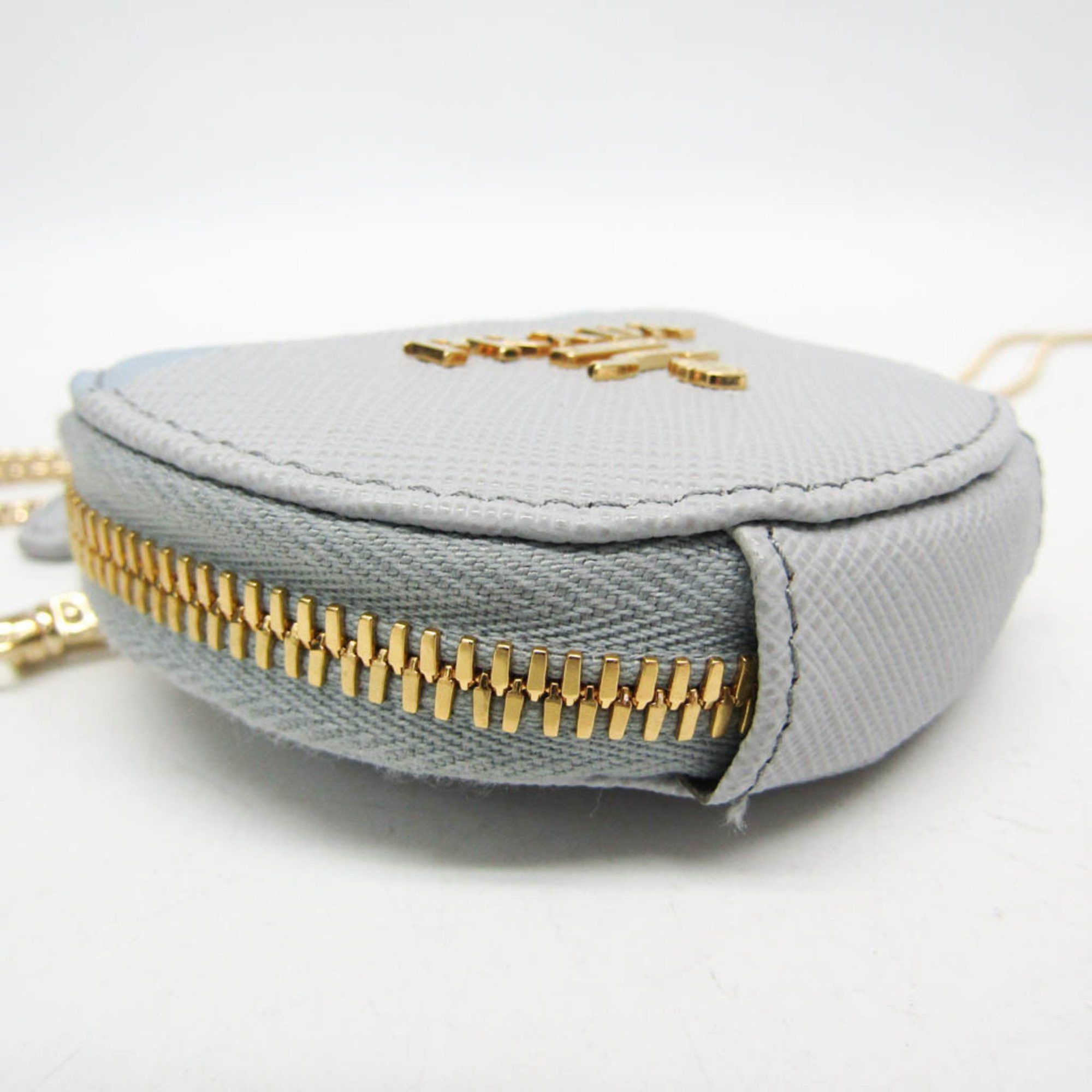 Prada Prada Saffiano Chain Strap Included 9T29HJ Women's Leather Coin Purse/coin Case Blue,Light Blue Gray Size ONE SIZE - 6 Thumbnail
