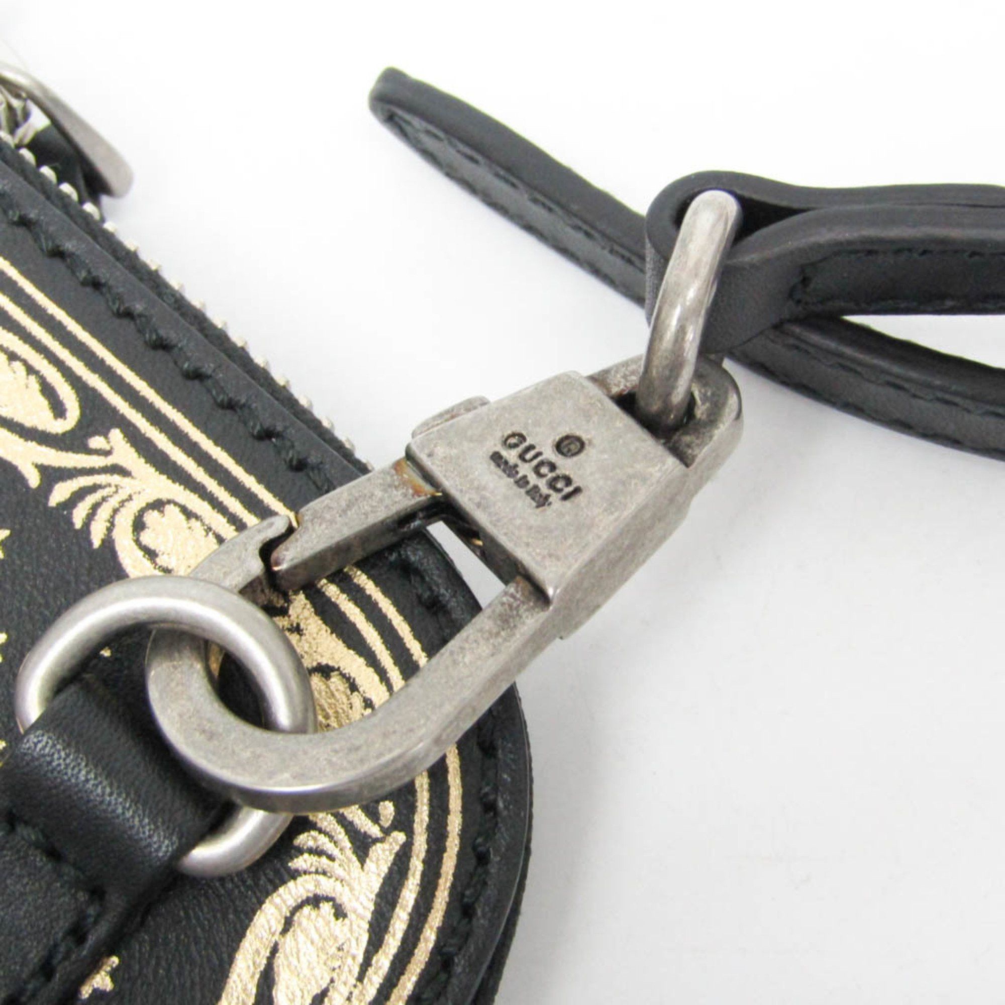 Gucci Gucci GUCCY Print 511189 Women's Leather Shoulder Bag Black,Gold Size ONE SIZE - 7 Thumbnail