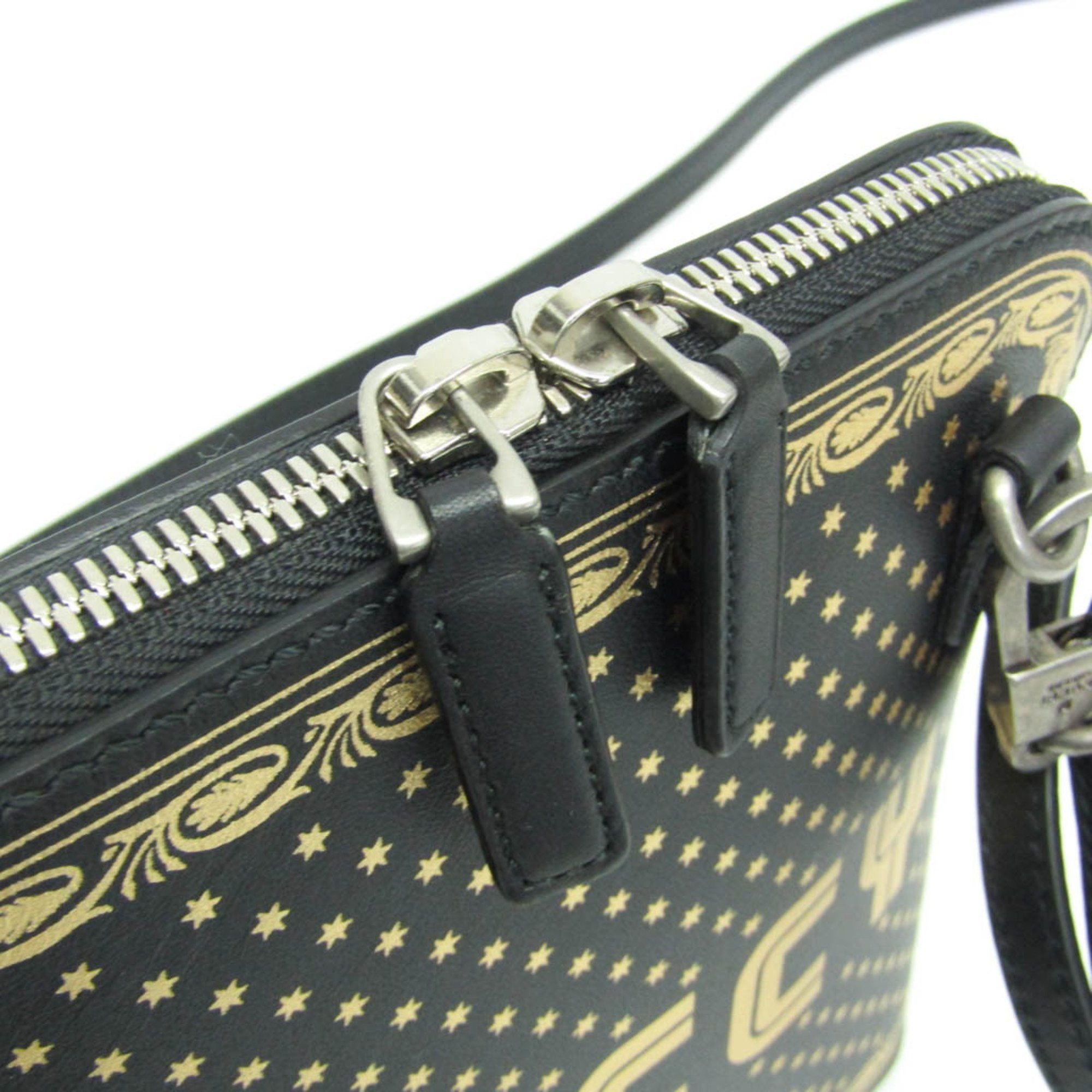 Gucci Gucci GUCCY Print 511189 Women's Leather Shoulder Bag Black,Gold Size ONE SIZE - 8 Thumbnail