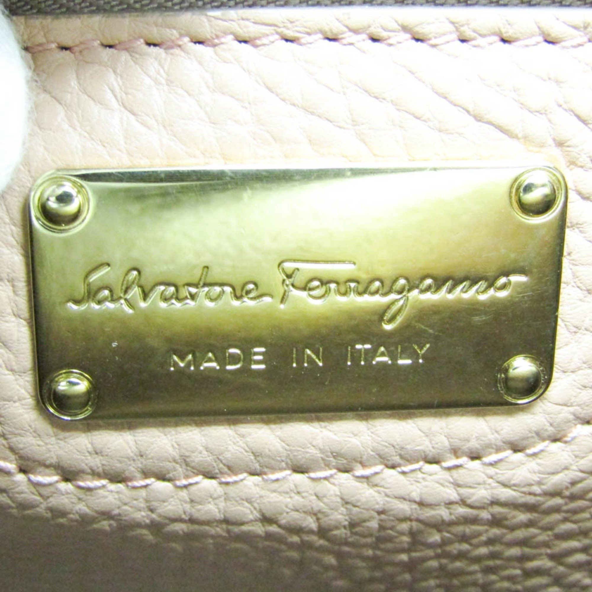 Salvatore Ferragamo Salvatore Ferragamo Amy GG-21F216 Women's Leather Tote Bag Coral Pink,Gold Size ONE SIZE - 14 Thumbnail