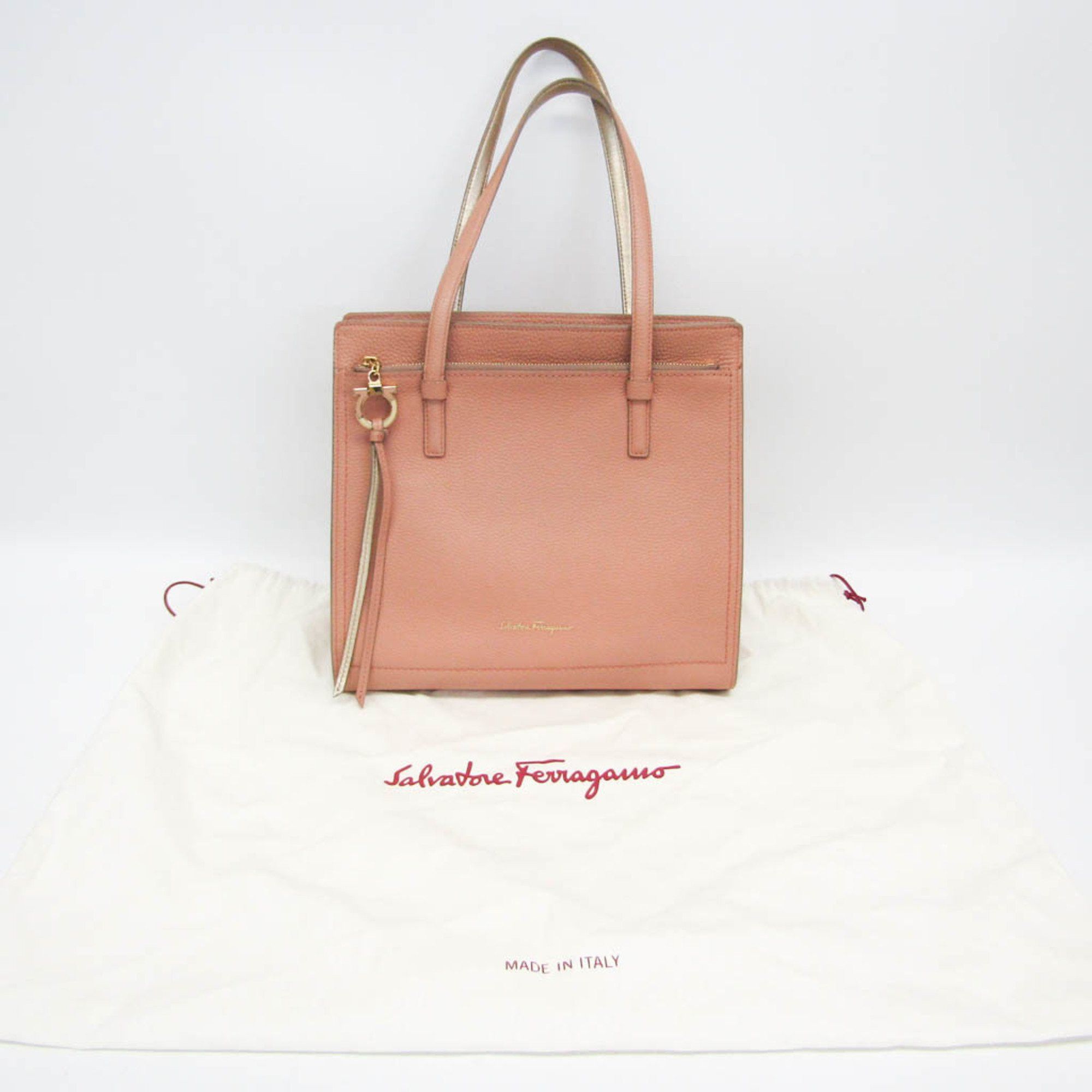 Salvatore Ferragamo Salvatore Ferragamo Amy GG-21F216 Women's Leather Tote Bag Coral Pink,Gold Size ONE SIZE - 2 Thumbnail