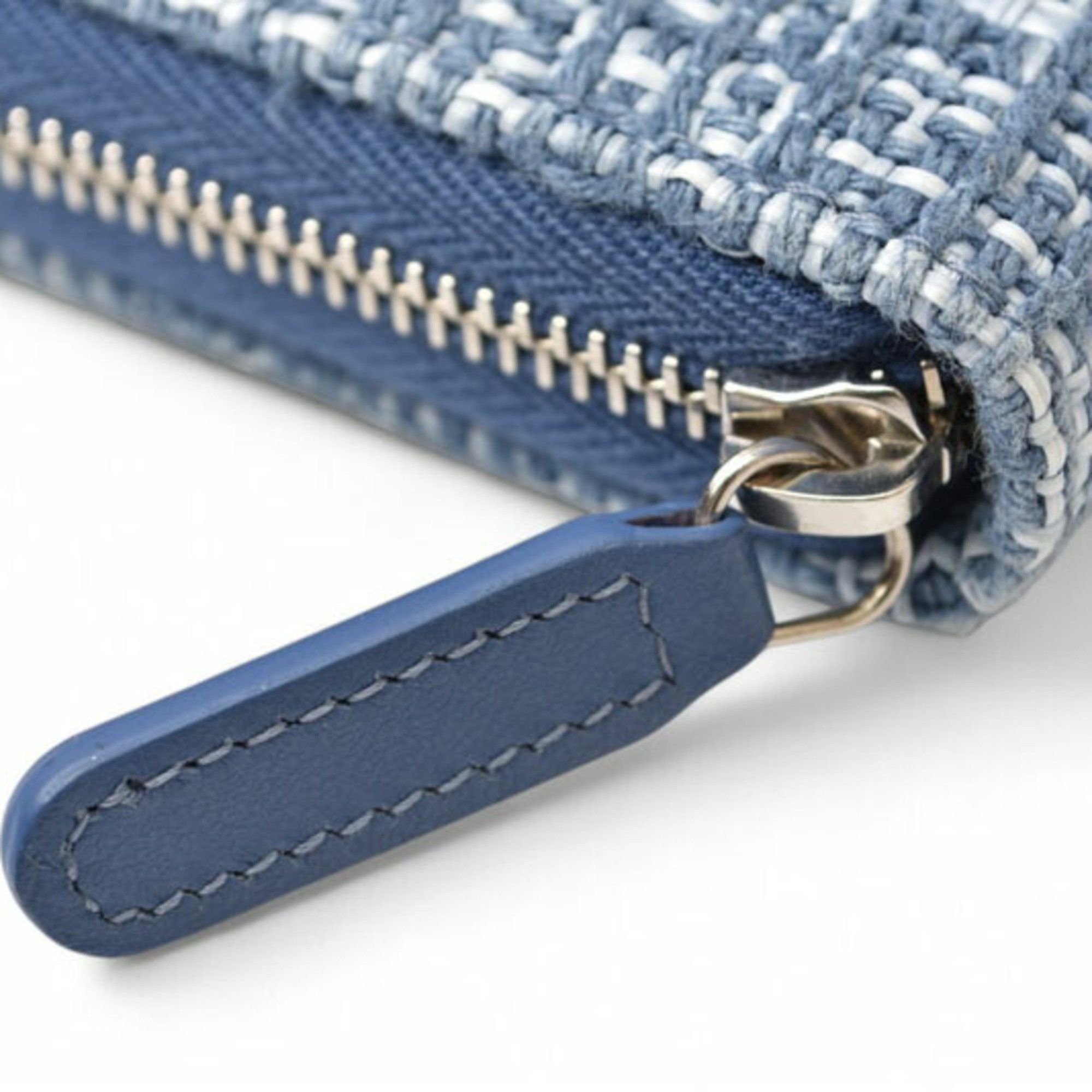 Chanel Chanel Wallet Bi-fold CHANEL A81973 Coco Mark Deauville Blue Tweed Size ONE SIZE - 6 Thumbnail