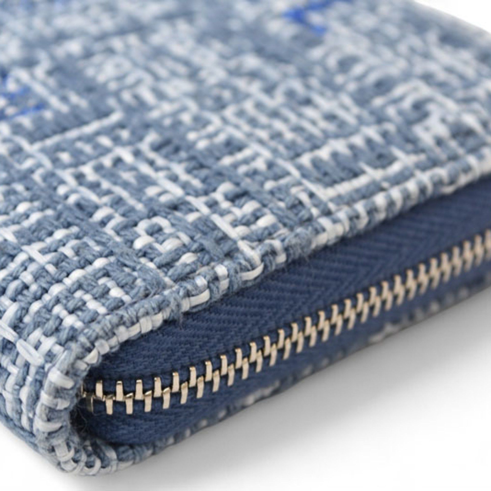 Chanel Chanel Wallet Bi-fold CHANEL A81973 Coco Mark Deauville Blue Tweed Size ONE SIZE - 16 Thumbnail