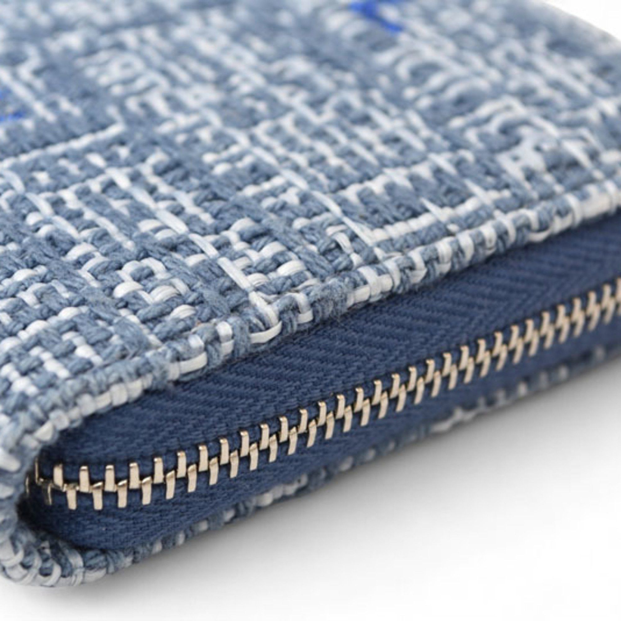 Chanel Chanel Wallet Bi-fold CHANEL A81973 Coco Mark Deauville Blue Tweed Size ONE SIZE - 7 Thumbnail