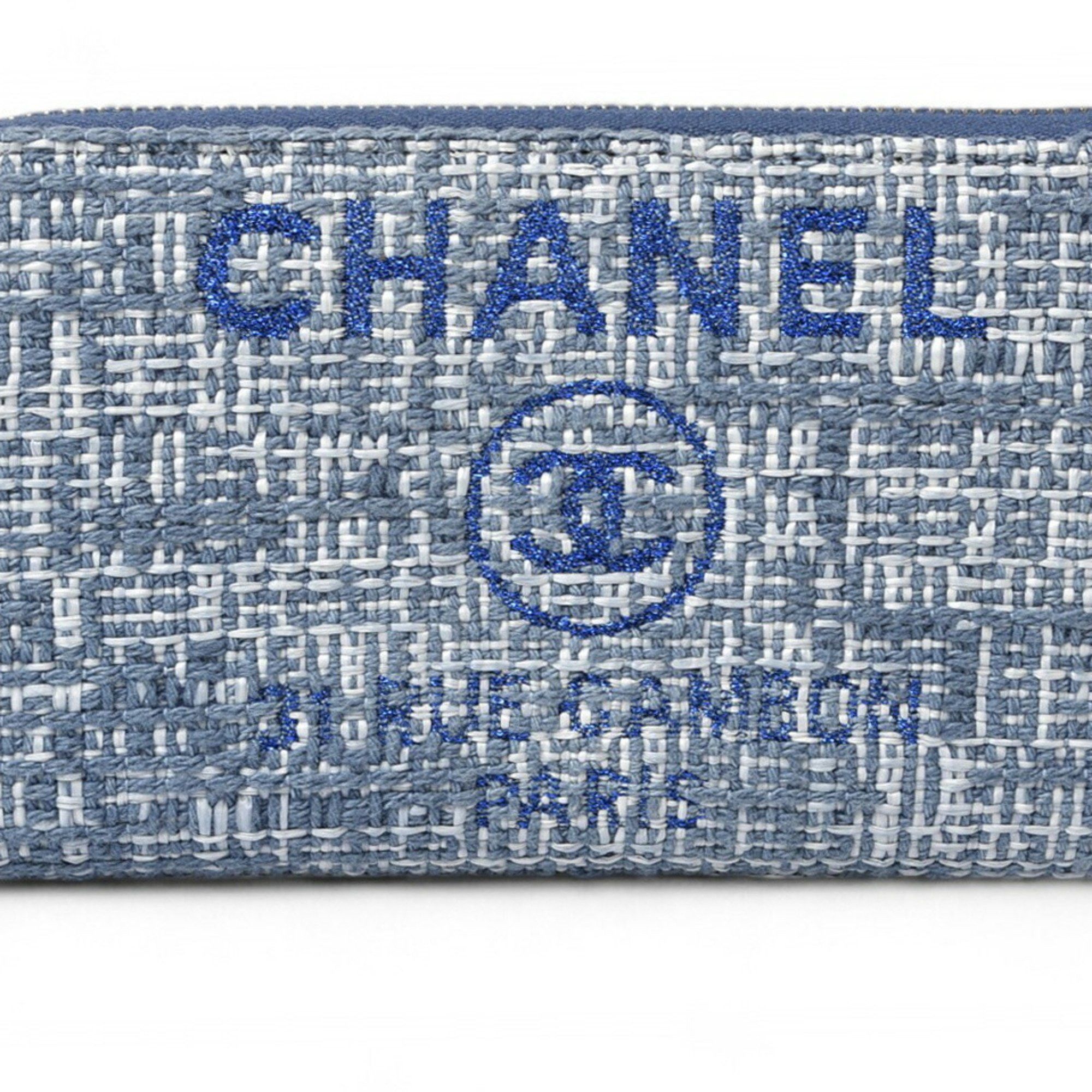 Chanel Chanel Wallet Bi-fold CHANEL A81973 Coco Mark Deauville Blue Tweed Size ONE SIZE - 2 Thumbnail