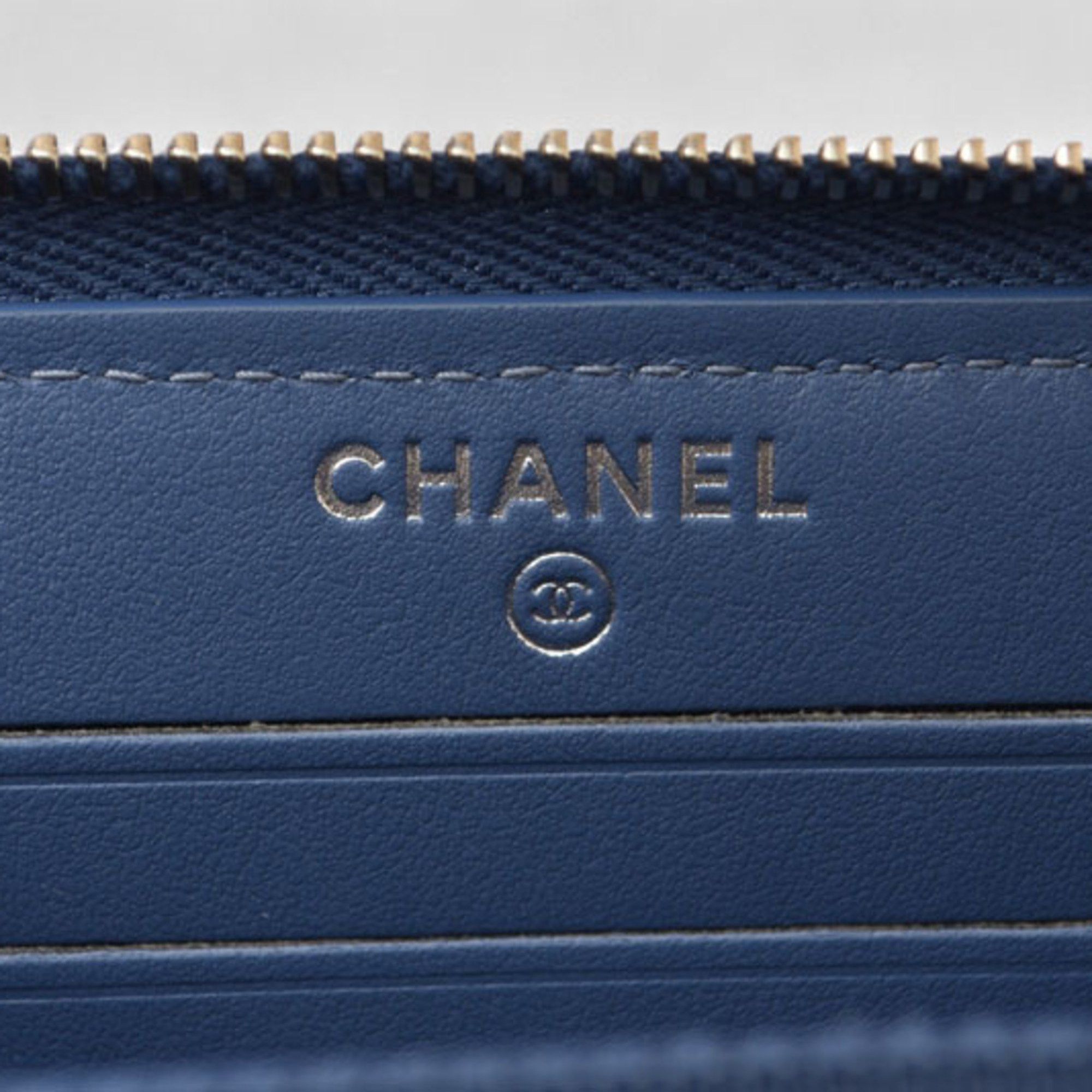 Chanel Chanel Wallet Bi-fold CHANEL A81973 Coco Mark Deauville Blue Tweed Size ONE SIZE - 9 Thumbnail