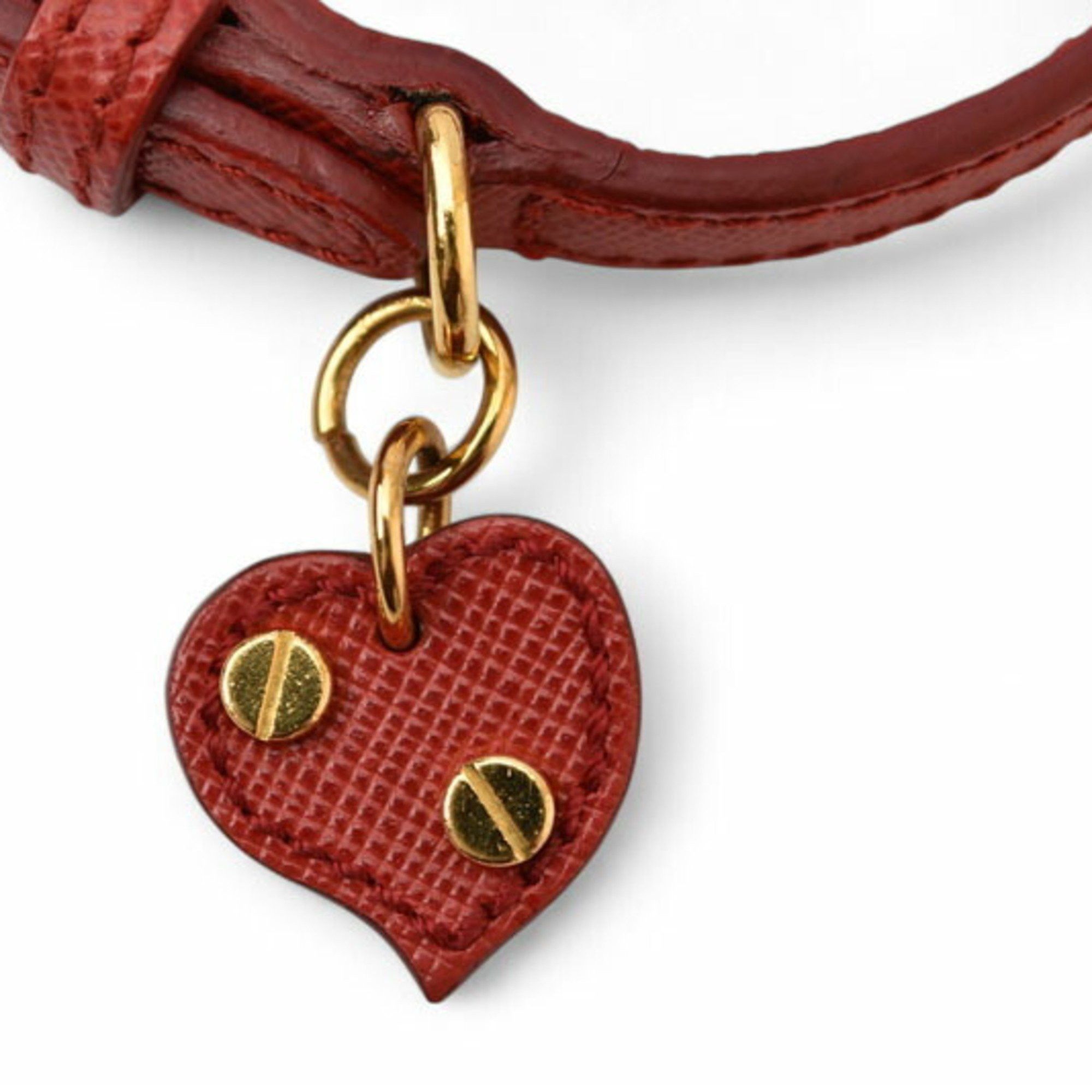 Prada PRADA Unused Bracelet Bangle SAFFIANO Saffiano Heart Charm FUOCO Red 1AJD45 Size ONE SIZE - 2 Thumbnail