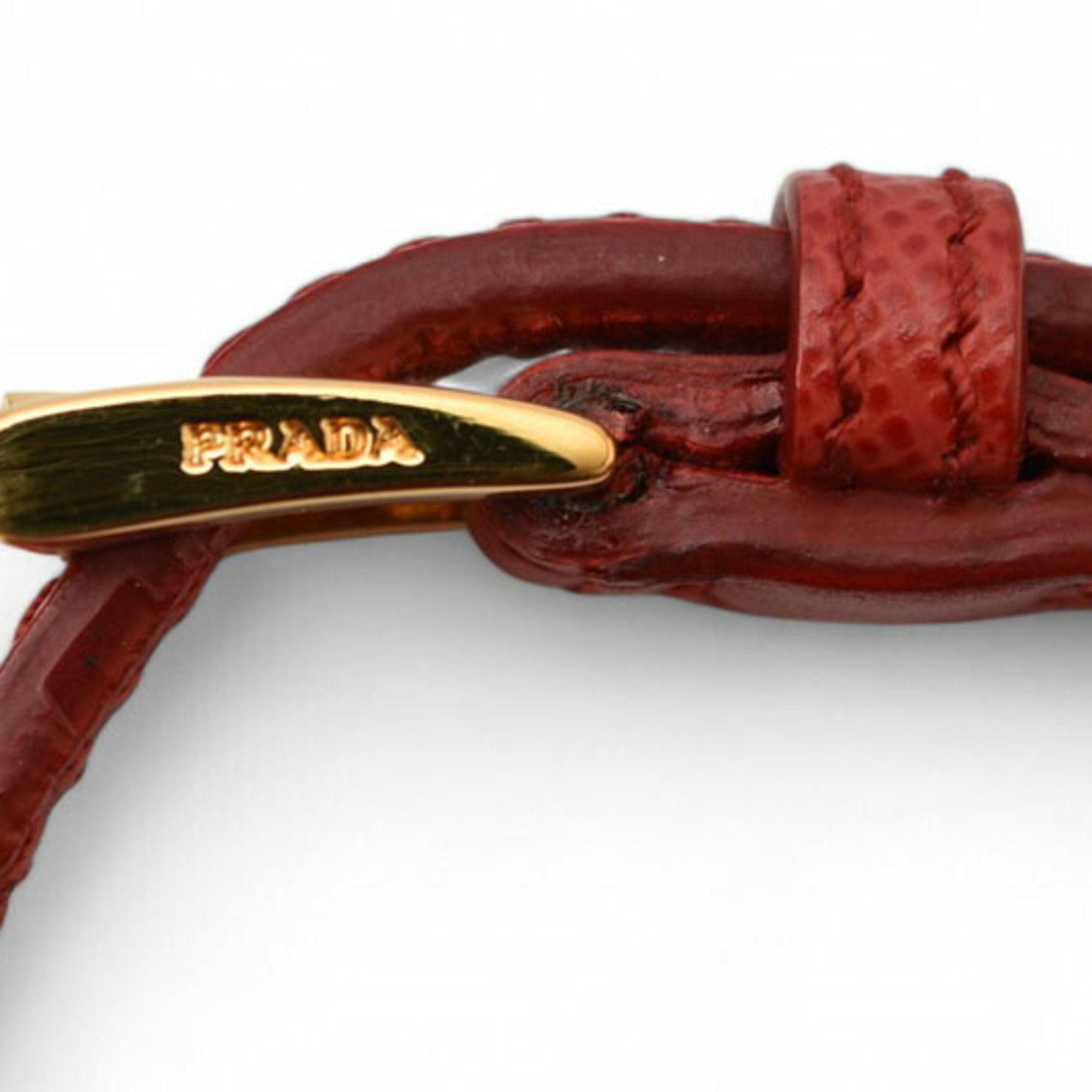 Prada PRADA Unused Bracelet Bangle SAFFIANO Saffiano Heart Charm FUOCO Red 1AJD45 Size ONE SIZE - 3 Thumbnail