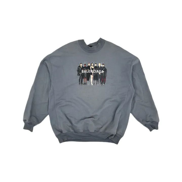 Balenciaga Balenciaga Blue Portrait Logo High Neck Sweatshirt Size US XL / EU 56 / 4 - 2 Thumbnail