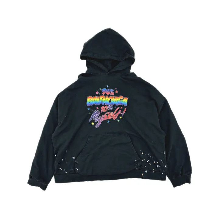 Balenciaga Balenciaga Black Colorful Logo Distressed Hoodie Size US M / EU 48-50 / 2 - 2 Thumbnail
