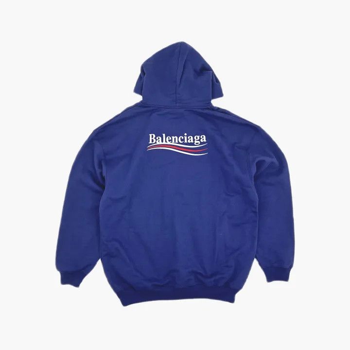 Balenciaga Balenciaga Logo Embroidered Hoodie in Deep Blue Size US M / EU 48-50 / 2 - 3 Thumbnail