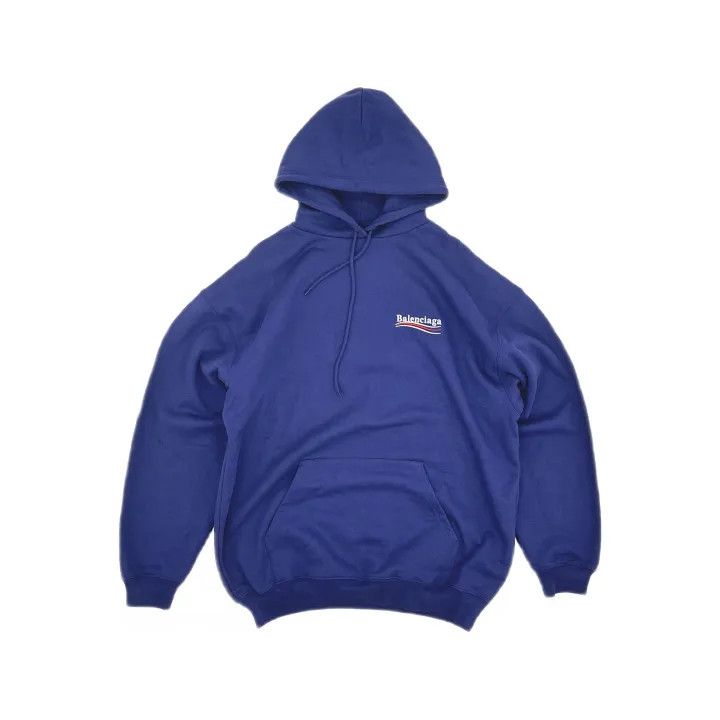 Balenciaga Balenciaga Logo Embroidered Hoodie in Deep Blue Size US M / EU 48-50 / 2 - 2 Thumbnail