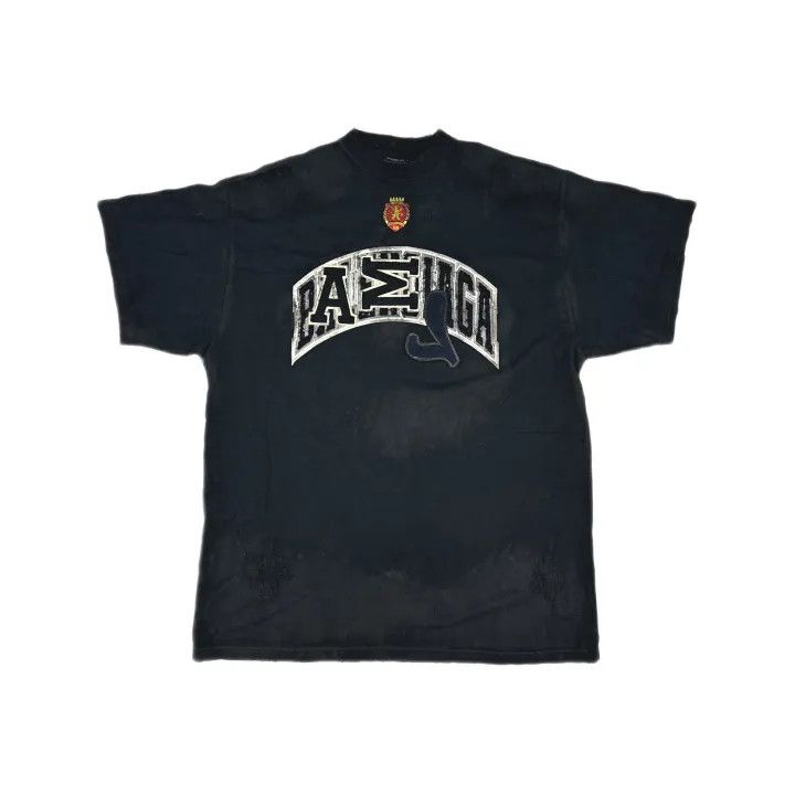 Balenciaga Balenciaga Black Embroidered Logo Short Sleeve T-Shirt Size US M / EU 48-50 / 2 - 2 Thumbnail