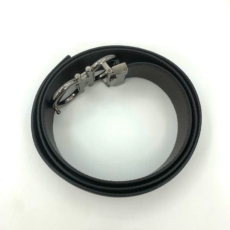 Salvatore Ferragamo Ferragamo Black Leather Belt with Silver Buckle Size ONE SIZE - 3 Thumbnail