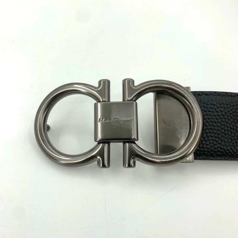 Salvatore Ferragamo Ferragamo Black Leather Belt with Silver Buckle Size ONE SIZE - 4 Thumbnail