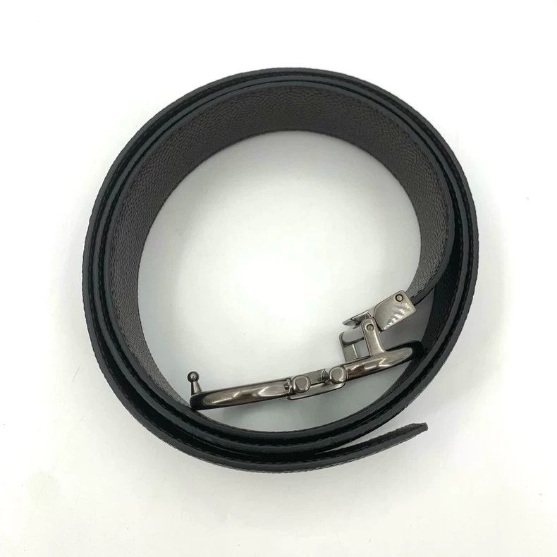Salvatore Ferragamo Ferragamo Black Leather Belt with Silver Buckle Size ONE SIZE - 2 Thumbnail