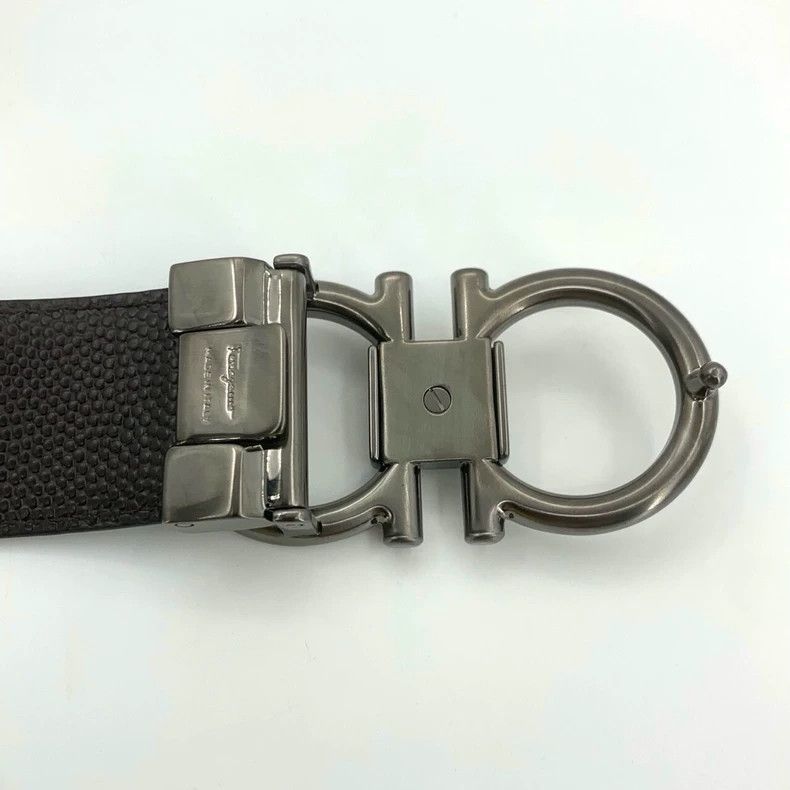 Salvatore Ferragamo Ferragamo Black Leather Belt with Silver Buckle Size ONE SIZE - 7 Thumbnail