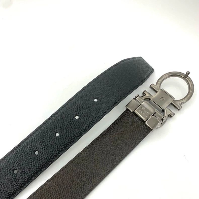 Salvatore Ferragamo Ferragamo Black Leather Belt with Silver Buckle Size ONE SIZE - 6 Thumbnail