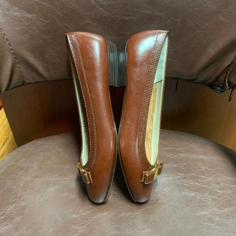 Salvatore Ferragamo Ferragamo Brown Classic Shoes with Metallic Detail Size US 8 / IT 38 - 4 Thumbnail