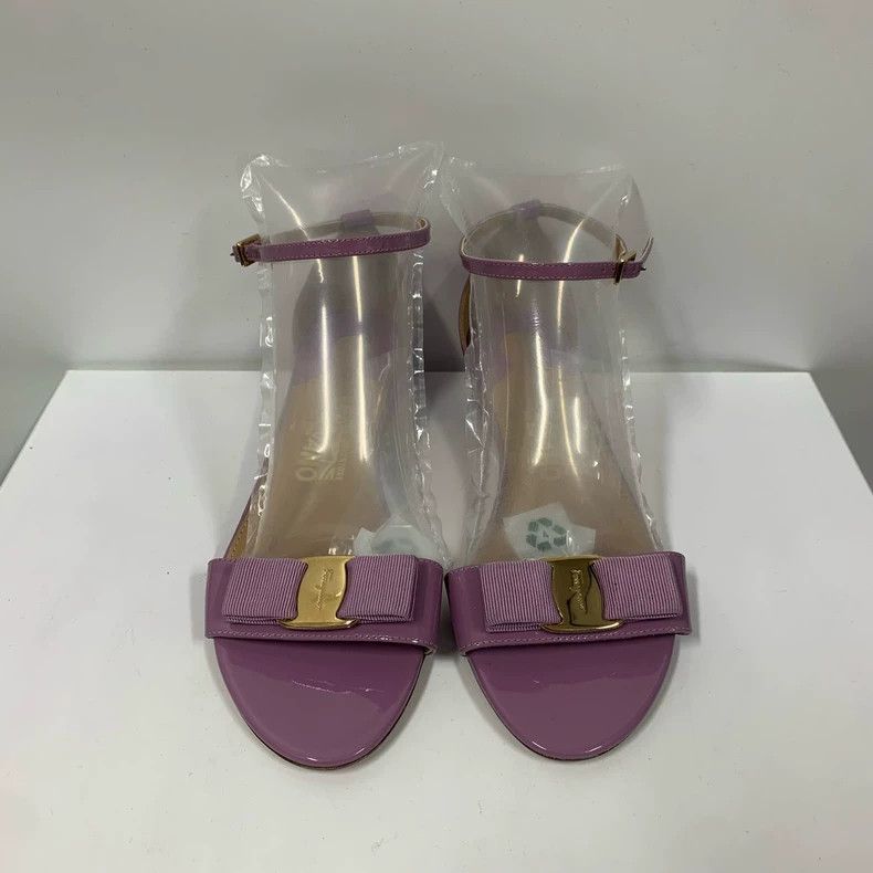 Salvatore Ferragamo Ferragamo Purple Patent Leather Sandals Size 37 Size US 7 / IT 37 - 3 Thumbnail