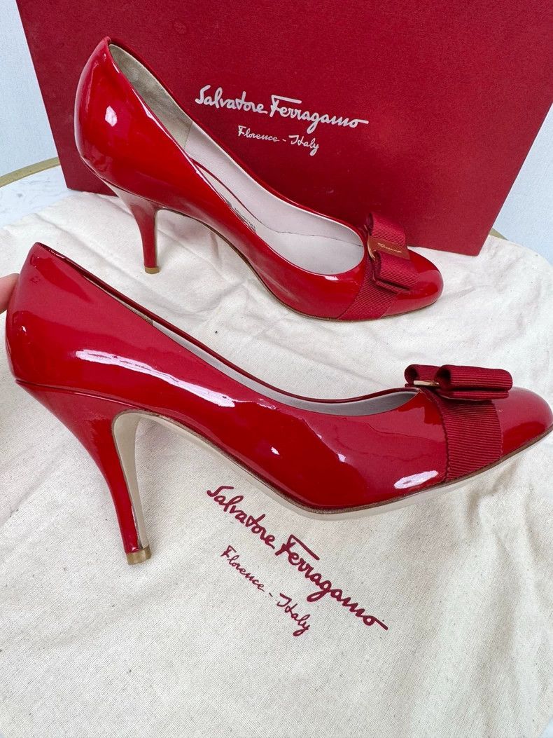 Salvatore Ferragamo Ferragamo Red High Heels with Ribbon Size US 8 / IT 38 - 5 Thumbnail