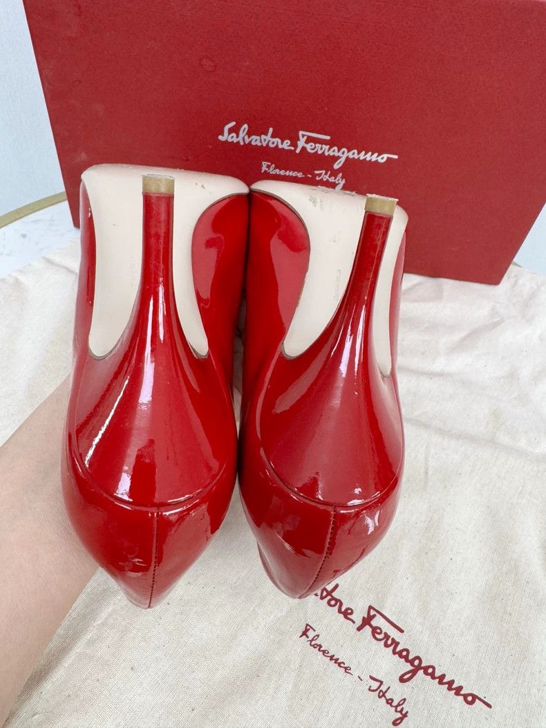 Salvatore Ferragamo Ferragamo Red High Heels with Ribbon Size US 8 / IT 38 - 6 Thumbnail