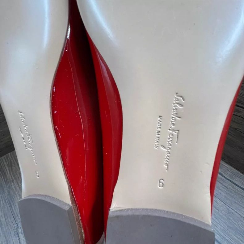 Salvatore Ferragamo Ferragamo Red Patent Flat Shoes Size 36.5 Size US 6 / IT 36 - 5 Thumbnail