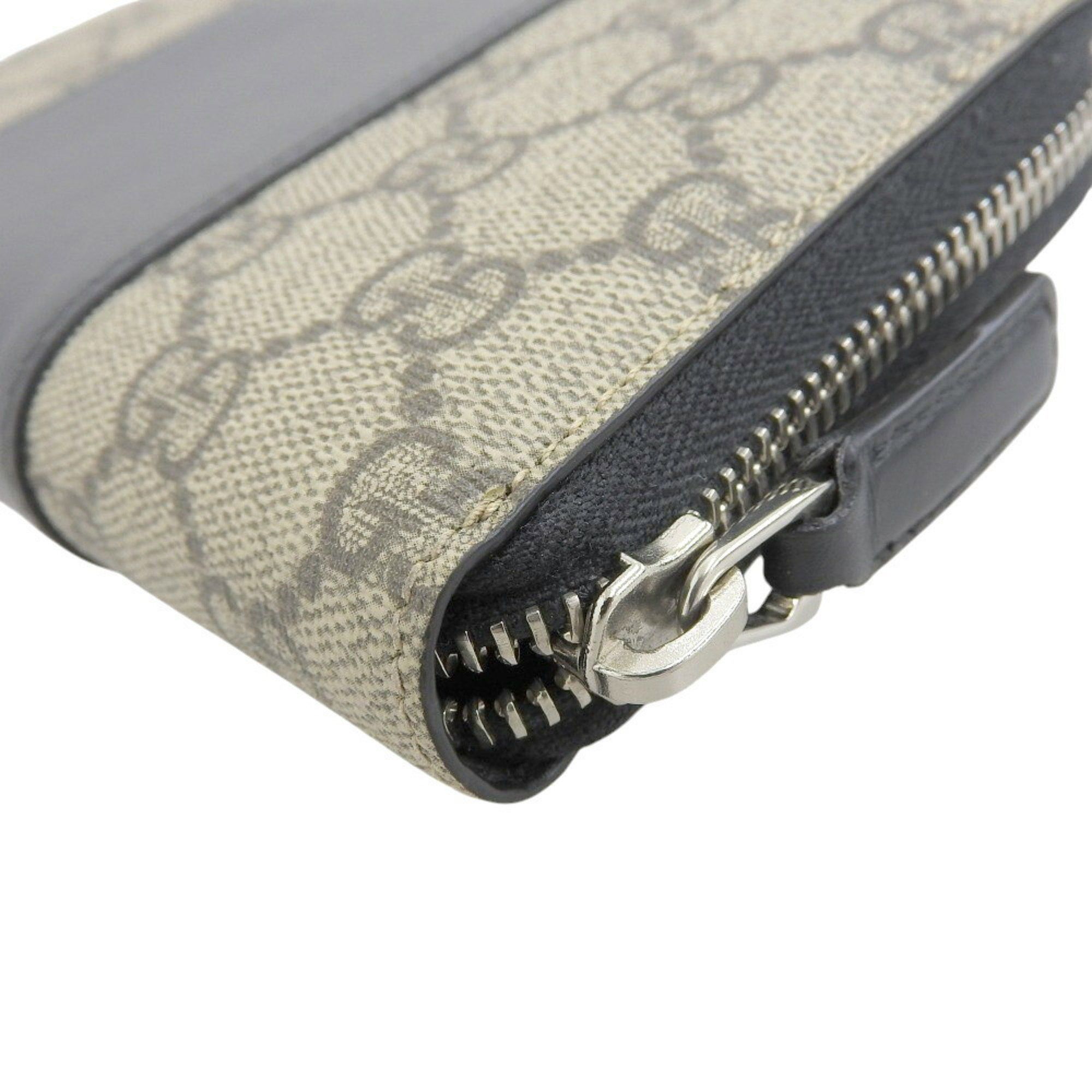 Gucci Like new Gucci GG Supreme round long wallet 451249 2067 beige black Size ONE SIZE - 4 Thumbnail