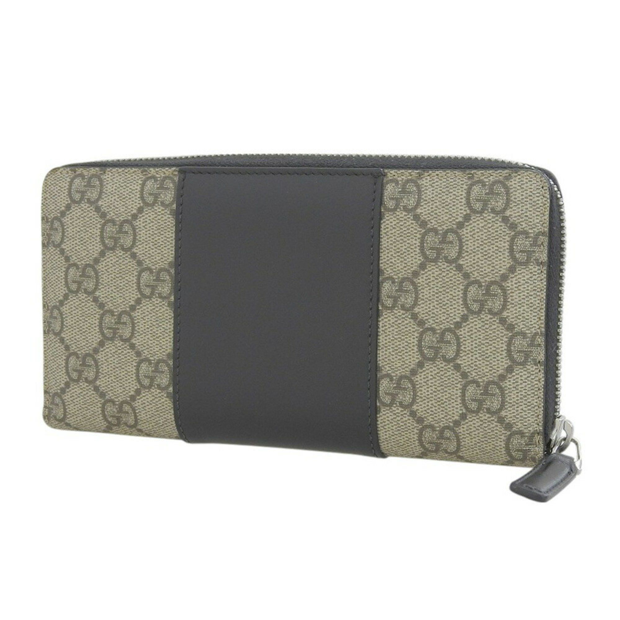 Gucci Like new Gucci GG Supreme round long wallet 451249 2067 beige black Size ONE SIZE - 2 Thumbnail