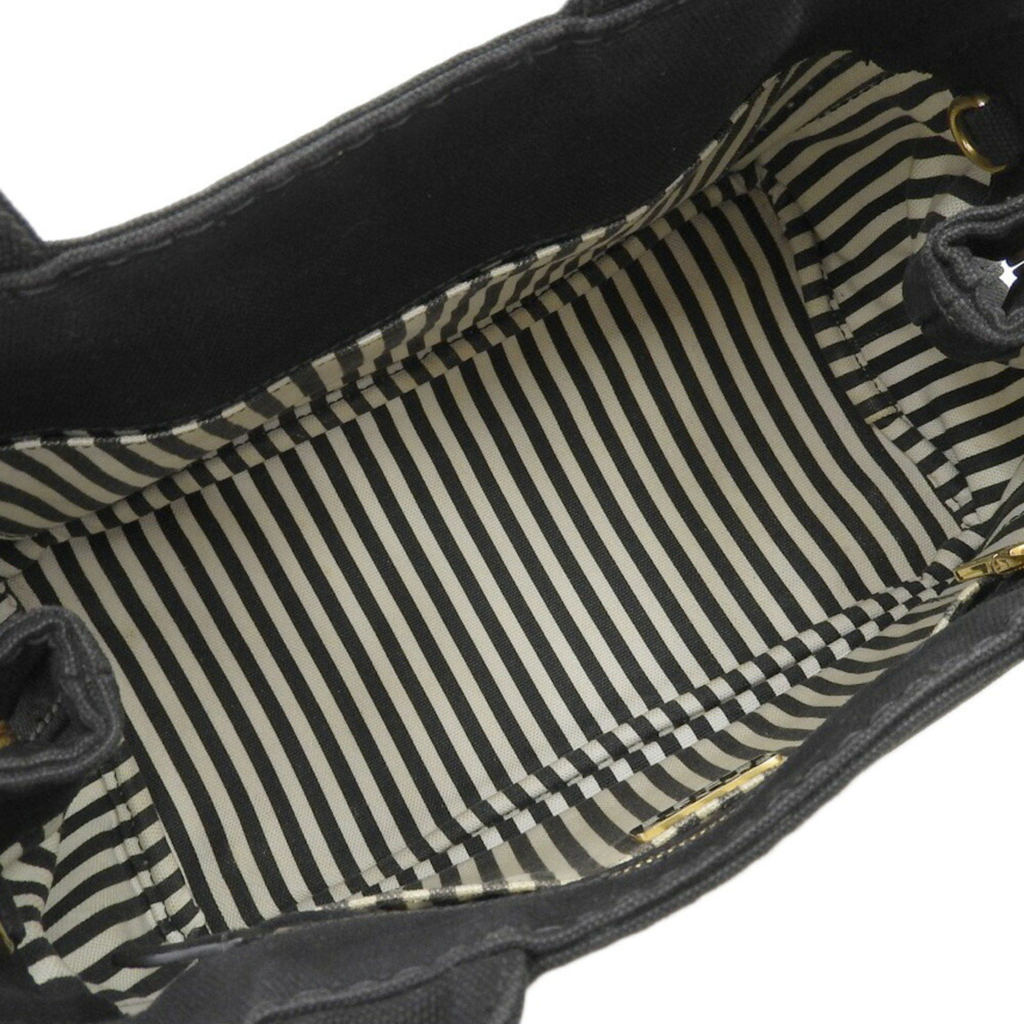 Prada PRADA Canapa Tote 1BG439 Bag Handbag Canvas Black Medium Stripe Size ONE SIZE - 3 Thumbnail