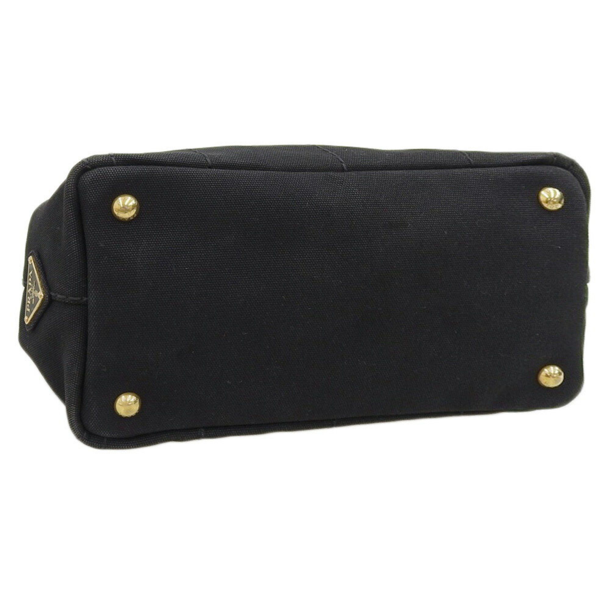 Prada PRADA Canapa Tote 1BG439 Bag Handbag Canvas Black Medium Stripe Size ONE SIZE - 4 Thumbnail
