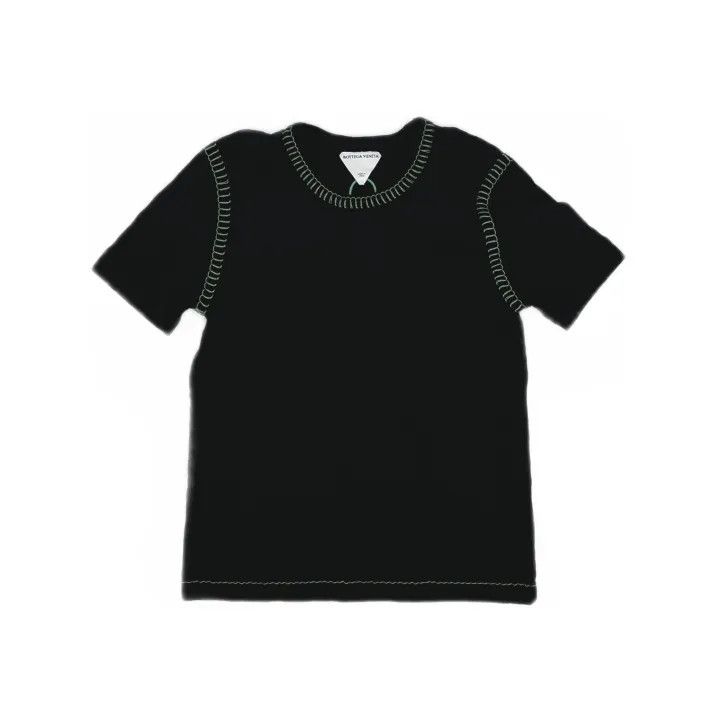 Bottega Veneta Bottega Veneta Black Pullover T-Shirt with Green Details Size S / US 4 / IT 40 - 2 Thumbnail