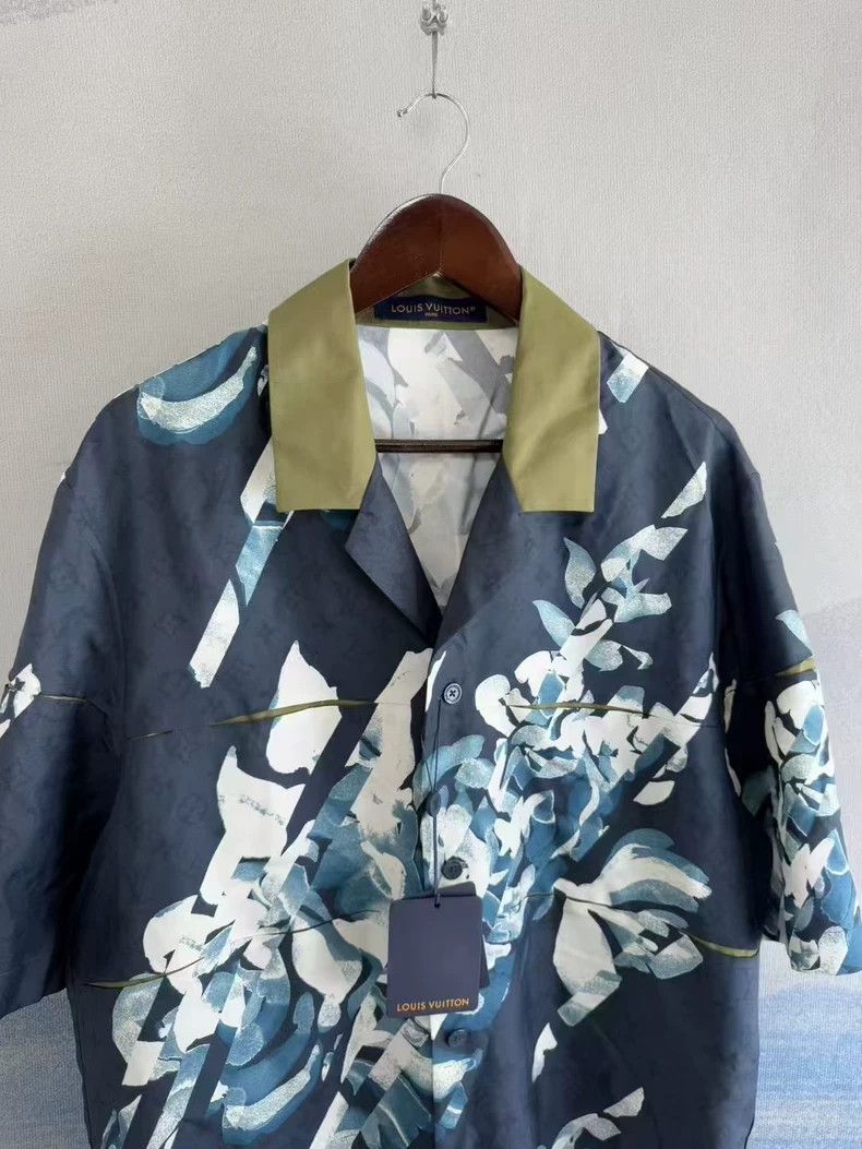 louis vuitton silk floral short sleeve shirt