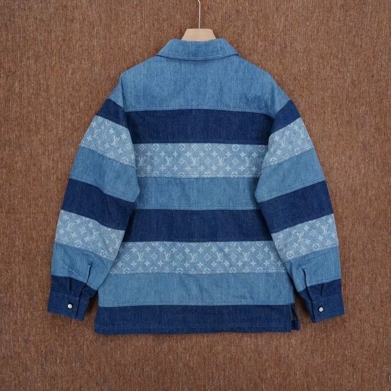 Louis Vuitton Louis Vuitton Striped Denim Polo Shirt Size US S / EU 44-46 / 1 - 2 Thumbnail