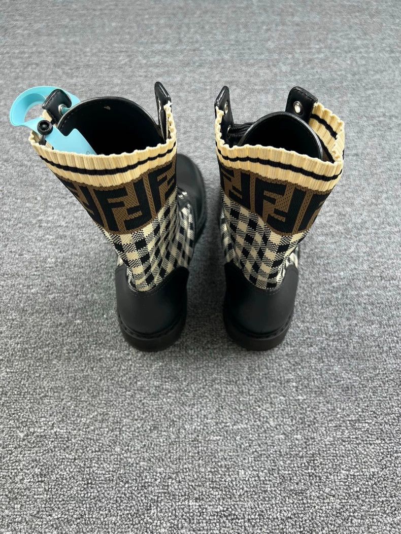 fendi check pattern combat boots size 37