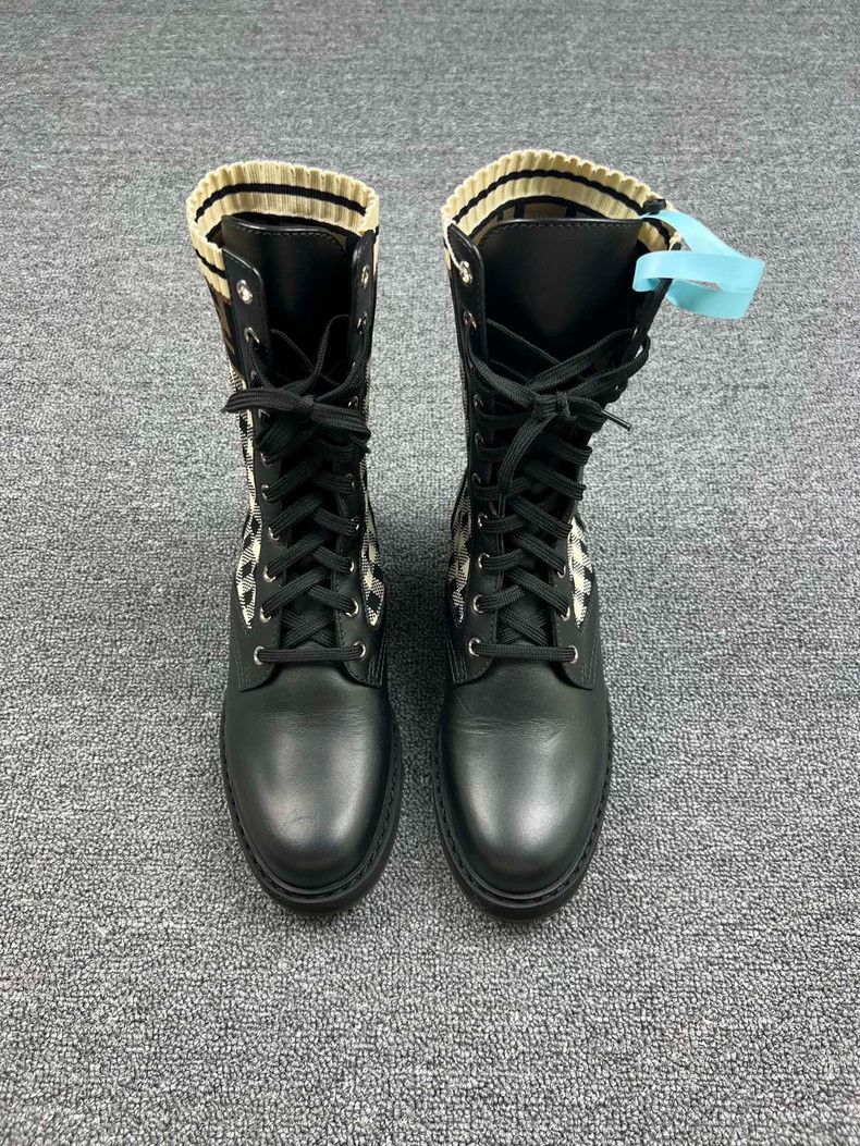 fendi check pattern combat boots size 37