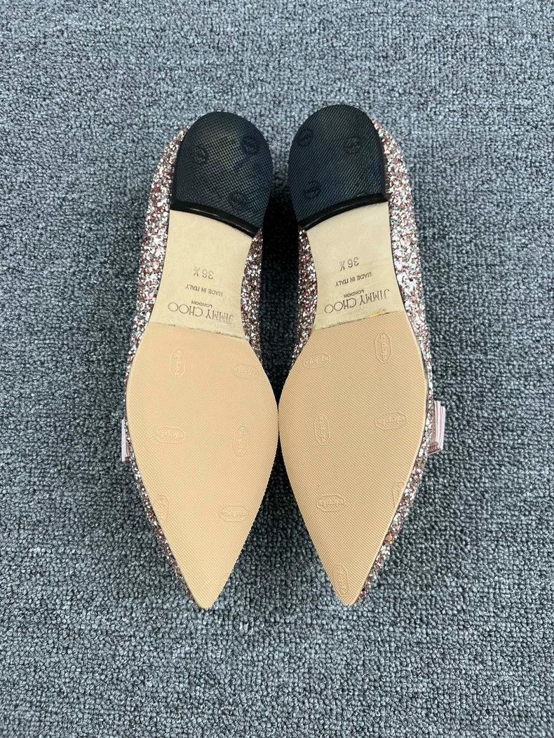Jimmy Choo glitter flat shoes with pink ribbon Size US 6.5 / EU 39-40 - 5 Thumbnail