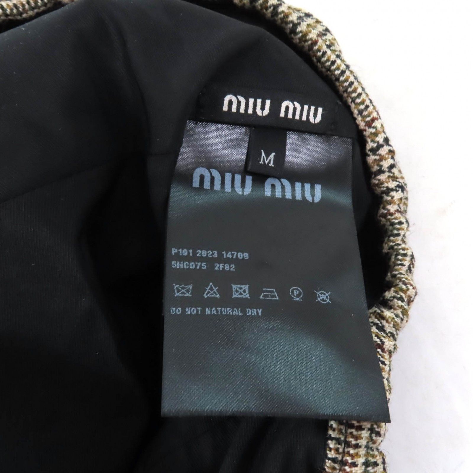 Miu Miu Miu Miu Miu Miu Glen check pattern Beret Wool Beret Natural Material Hats 5HC075 Size ONE SIZE - 6 Thumbnail