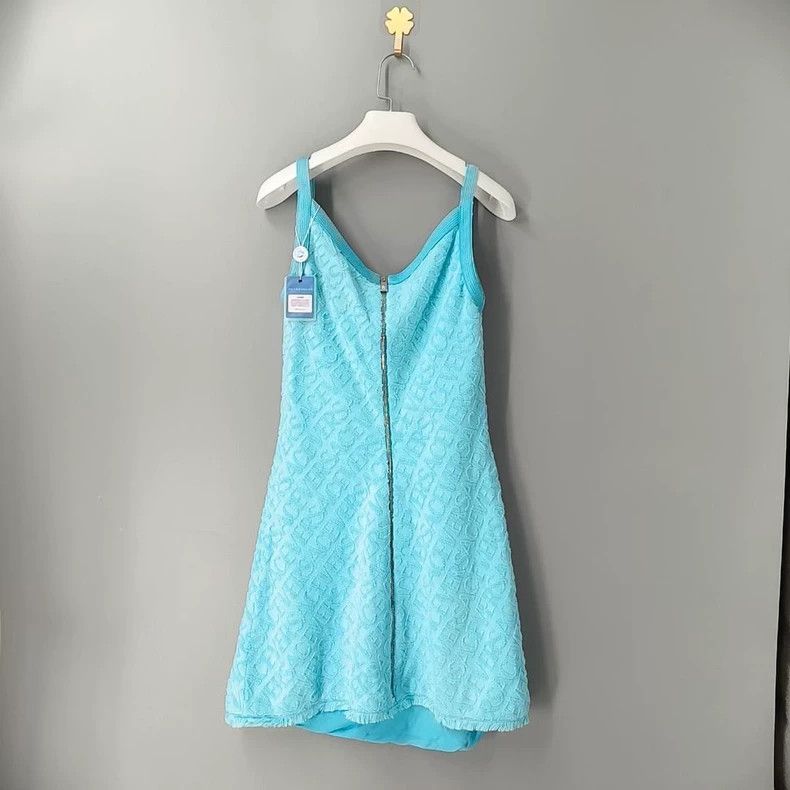 Versace versace blue letter-pattern short dress Size US 40 / EU 56 - 2 Thumbnail