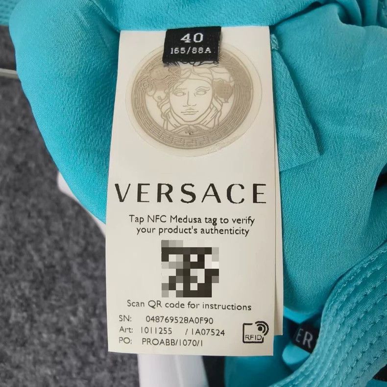 Versace versace blue letter-pattern short dress Size US 40 / EU 56 - 5 Thumbnail