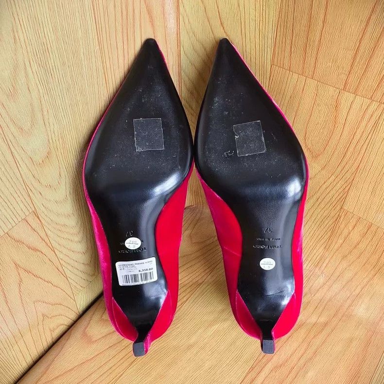 Tom Ford tom ford red velvet high heel shoes Size US 7.5 / EU 40-41 - 5 Thumbnail