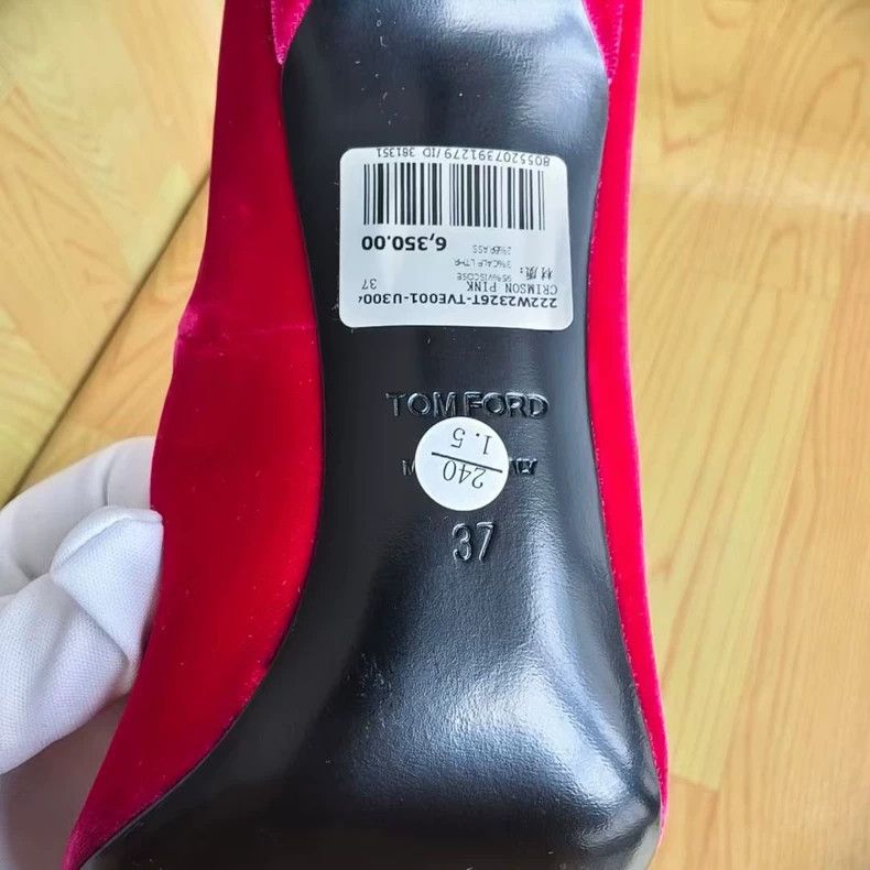 Tom Ford tom ford red velvet high heel shoes Size US 7.5 / EU 40-41 - 7 Thumbnail