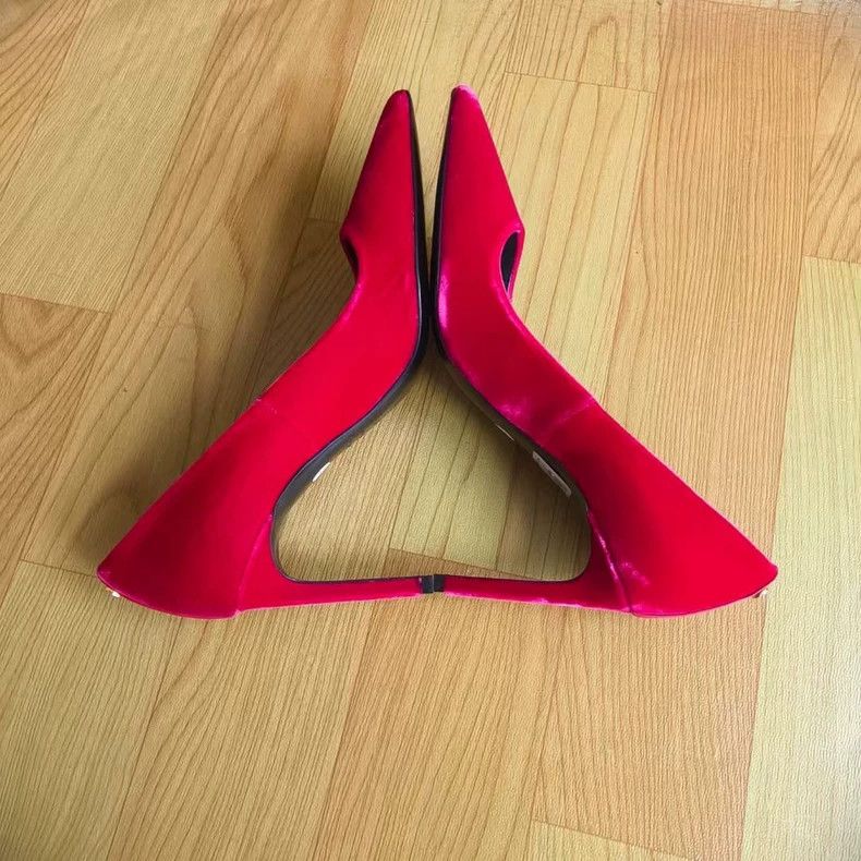 Tom Ford tom ford red velvet high heel shoes Size US 7.5 / EU 40-41 - 3 Thumbnail