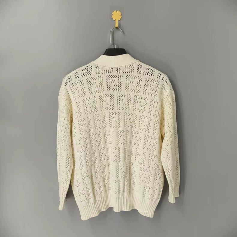Fendi fendi ivory open knit cardigan sweater Size US S / EU 44-46 / 1 - 2 Thumbnail