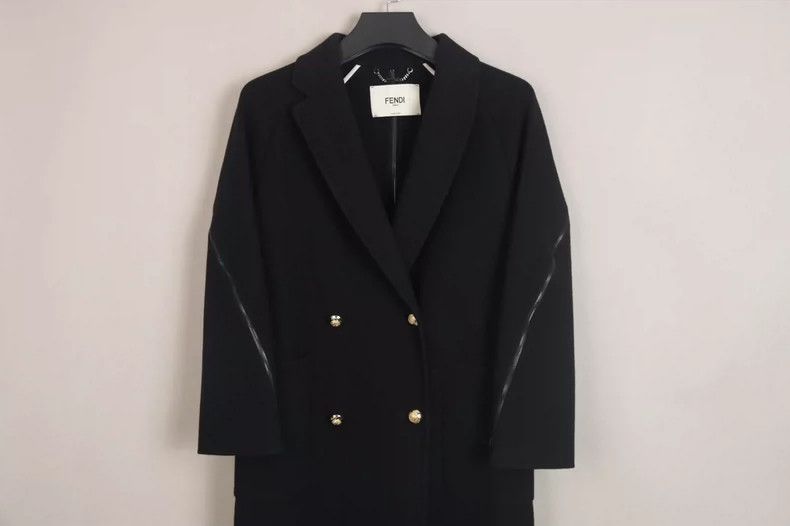 Fendi long black wool coat with zipper details Size US M / EU 48-50 / 2 - 2 Thumbnail